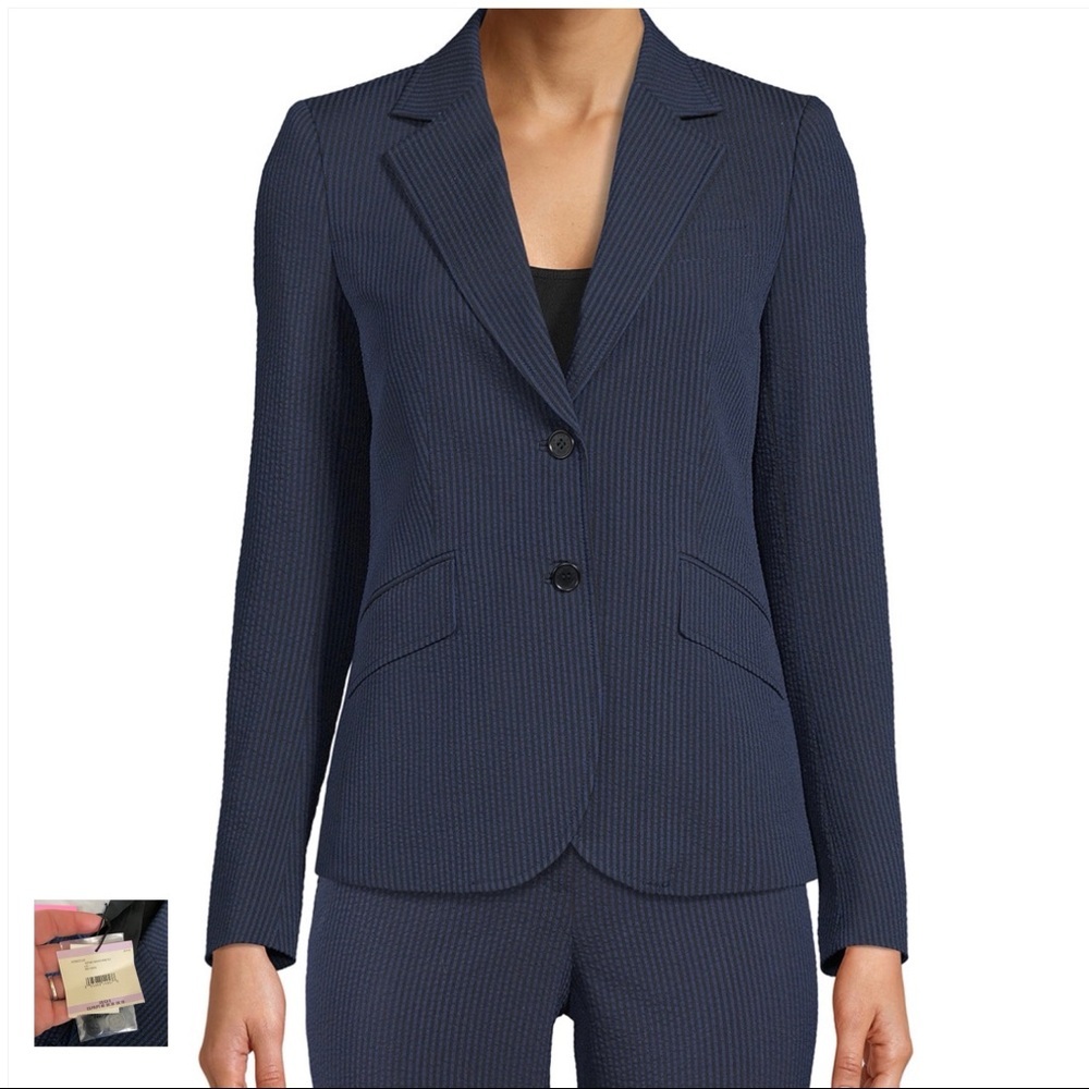 Anne Klein NWT Navy Seersucker Jacket